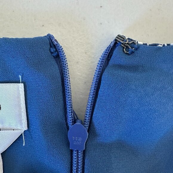 Vintage Talbots Pure Silk Dress Size 10 Blue Floral Paisley Fit Flare - Picture 12 of 13